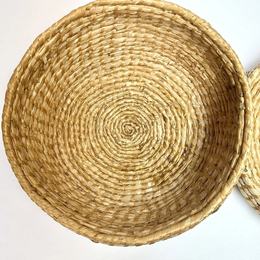 Hand Woven Knitting‎ Basket w/ Hole Basket Yarn Bowl Sweet grass Woven 12”W